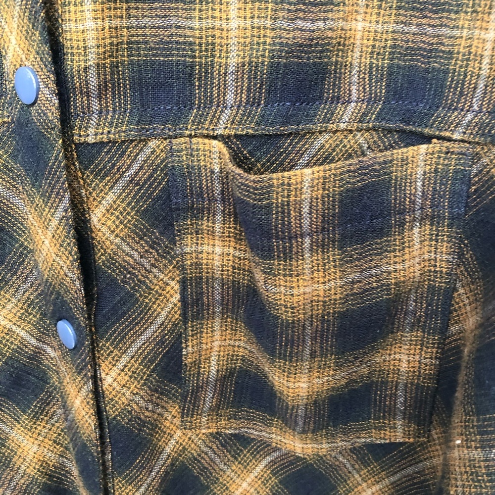 Free People /Gauzy Plaid Lace Up Button Down Top - Picture 3 of 5